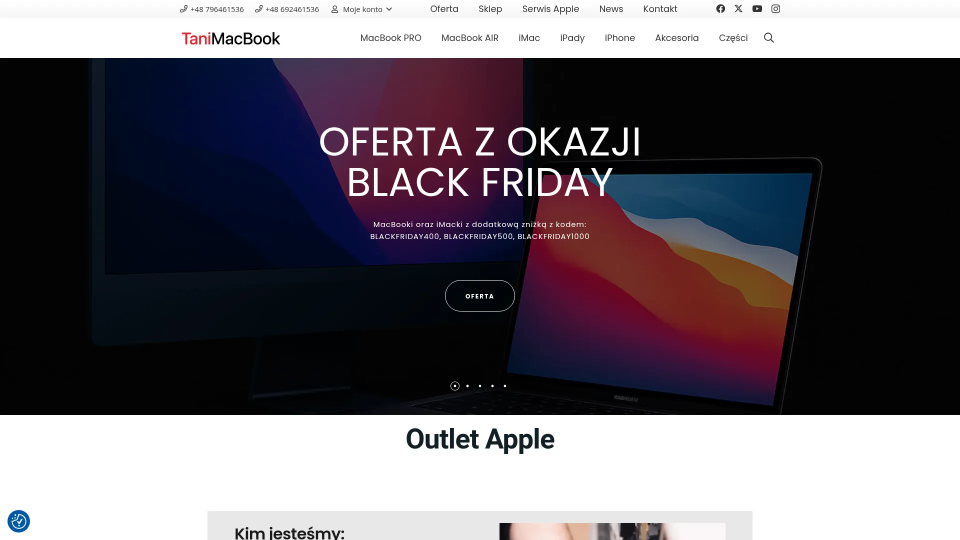 Zrzut ekranu strony Macoutlet Sp. z o. o.
