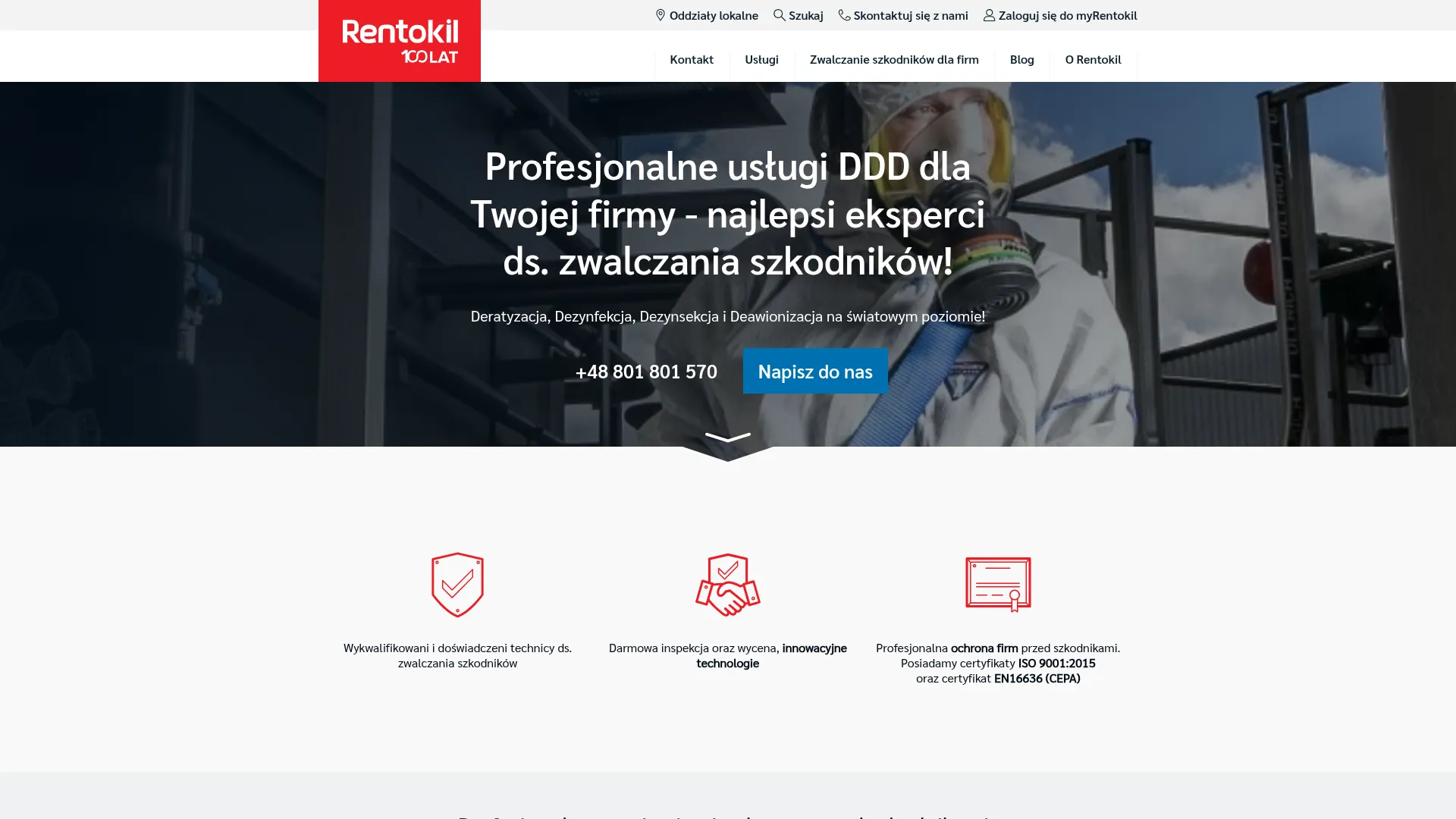 Zrzut ekranu strony Rentokil