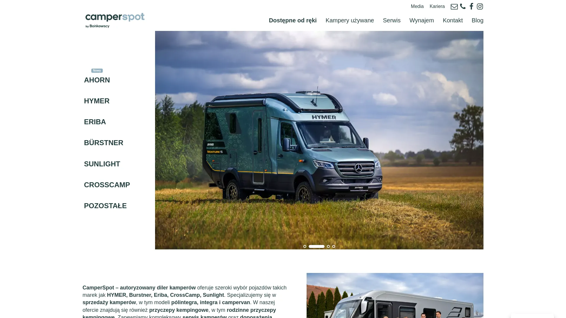Zrzut ekranu strony CamperSpot