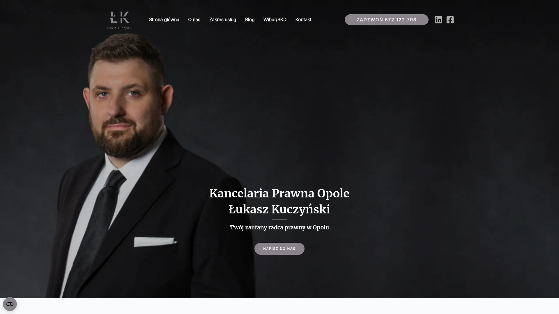 Zrzut ekranu strony Kancelaria Radcy Prawnego Łukasz Kuczyński