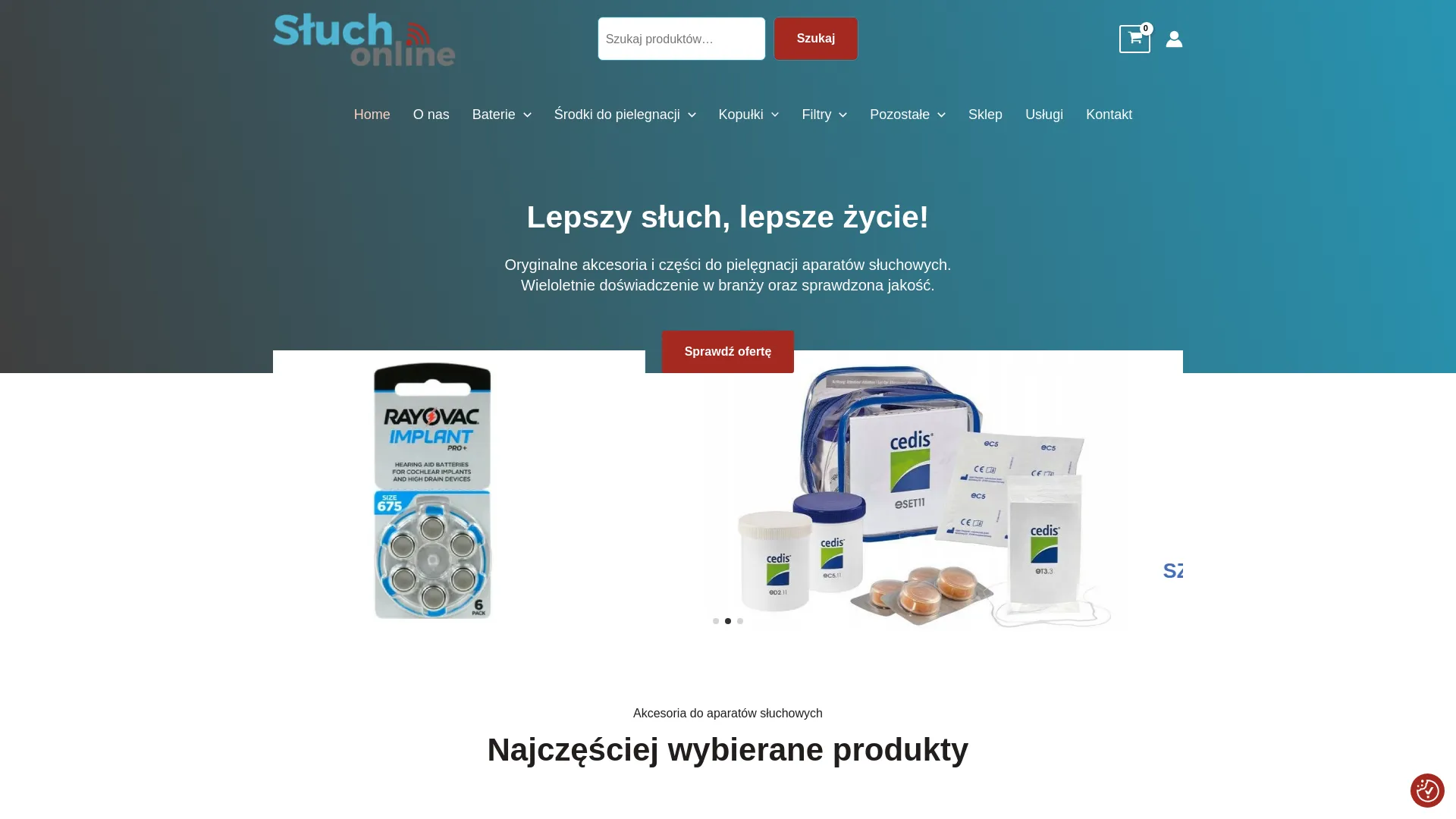 Zrzut ekranu strony As-Medica Centrum Aparatów Słuchowych